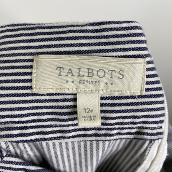 Talbots Striped Skirt Blue White w/ Pockets Sz. 12 P Coastal Nautical Classic - Picture 5 of 6